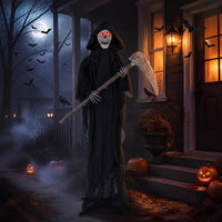 Tangkula 6 FT Halloween Animatronics Standing Grim Reaper with Sickle