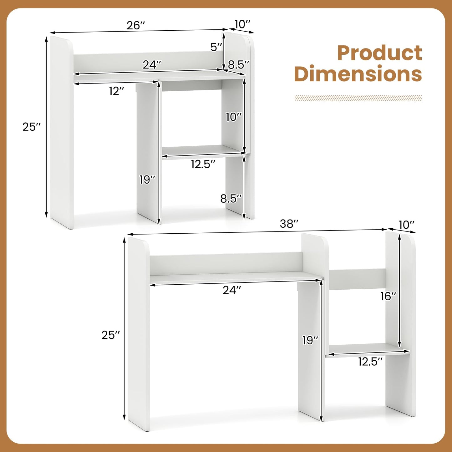 Tangkula Extendable Desktop Bookshelf for Home Office