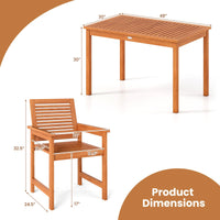 Tangkula 5 Pieces Patio Wood Dining Set for Deck Garden and Backyard
