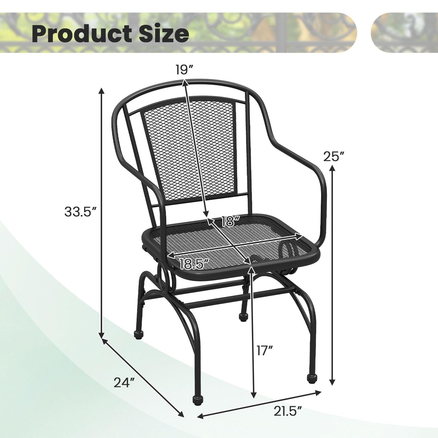 Tangkula Outdoor Rocking Chair Set with Steady Rocking Function