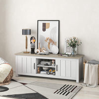 2 Doors TV Stand for TVs up to 65", White Oak - Tangkula