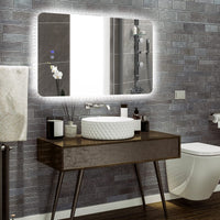 Tangkula 80CMx60CM Mirror with LED Lights with Dimmable 3 Color Temperatures