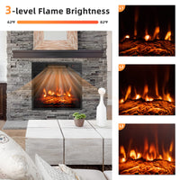 Tangkula Electric Fireplace Insert, Recessed 1400 W Electric Fireplace