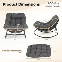 Tangkula Oversized Egg-Shaped Papasan Rocking Chair