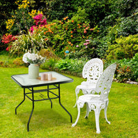 Outdoor Dining Table with 2 inches Umbrella Hole, 32 inches Tempered Glass Top Square Patio Table
