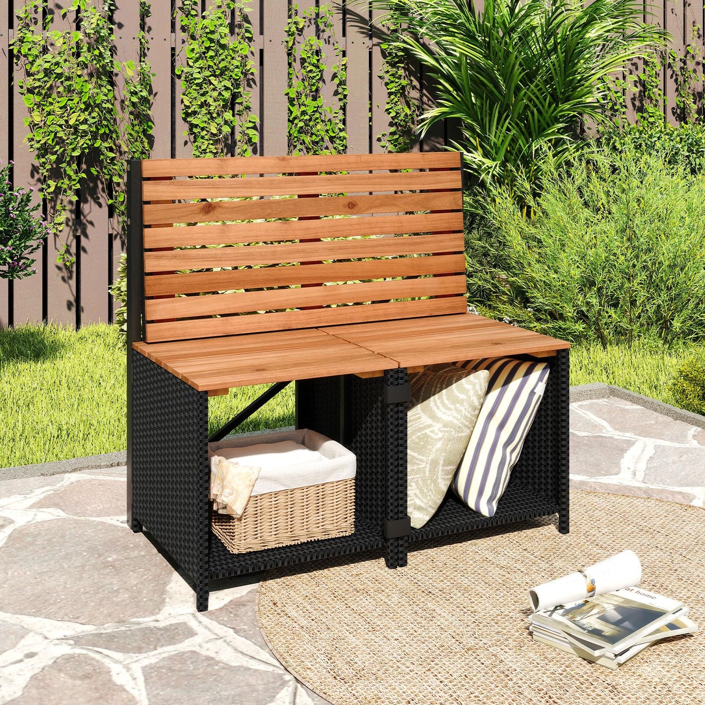 Tangkula 2-in-1 Outdoor Convertible Bench