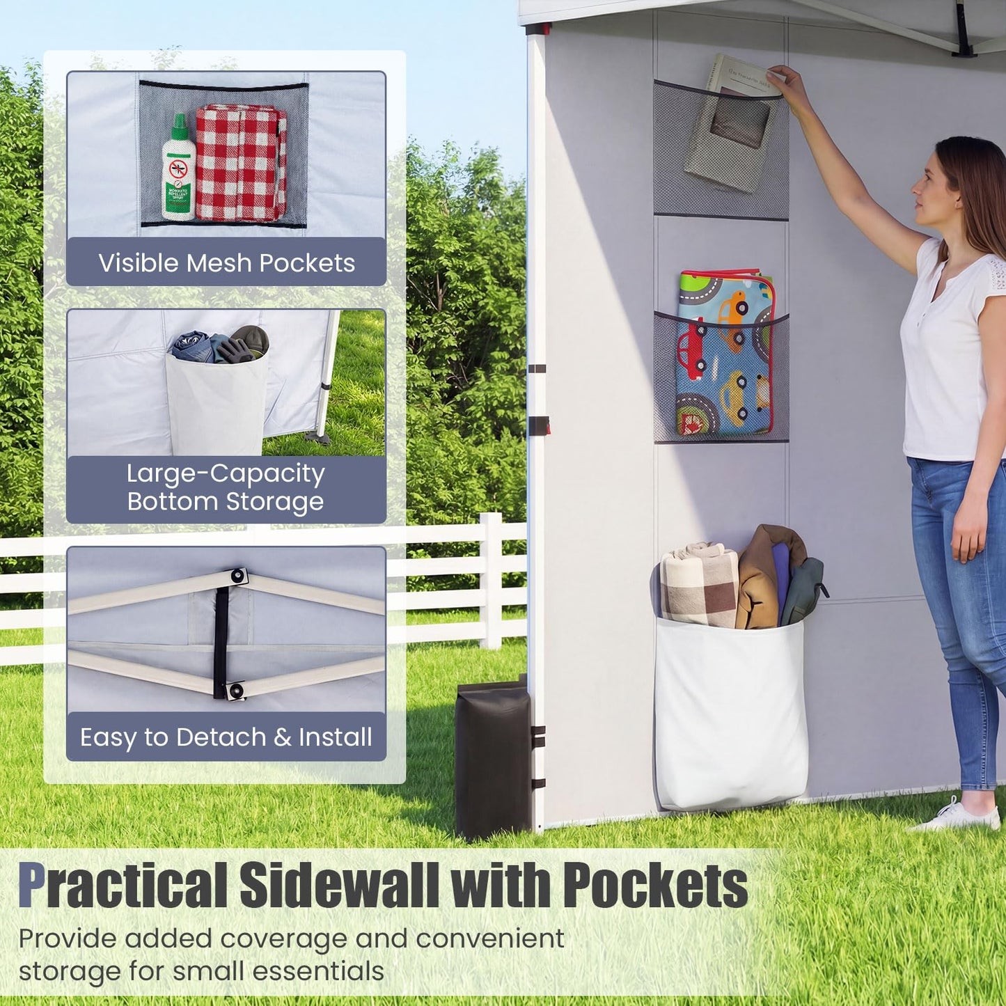 Tangkula 10x10 Ft Pop Up Canopy with Sidewall UPF50+ Commercial Canopy Tent