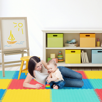 Tangkula 12 Tiles Exercise Flooring Mats with Border, Non-Slip EVA Foam Protective Mats