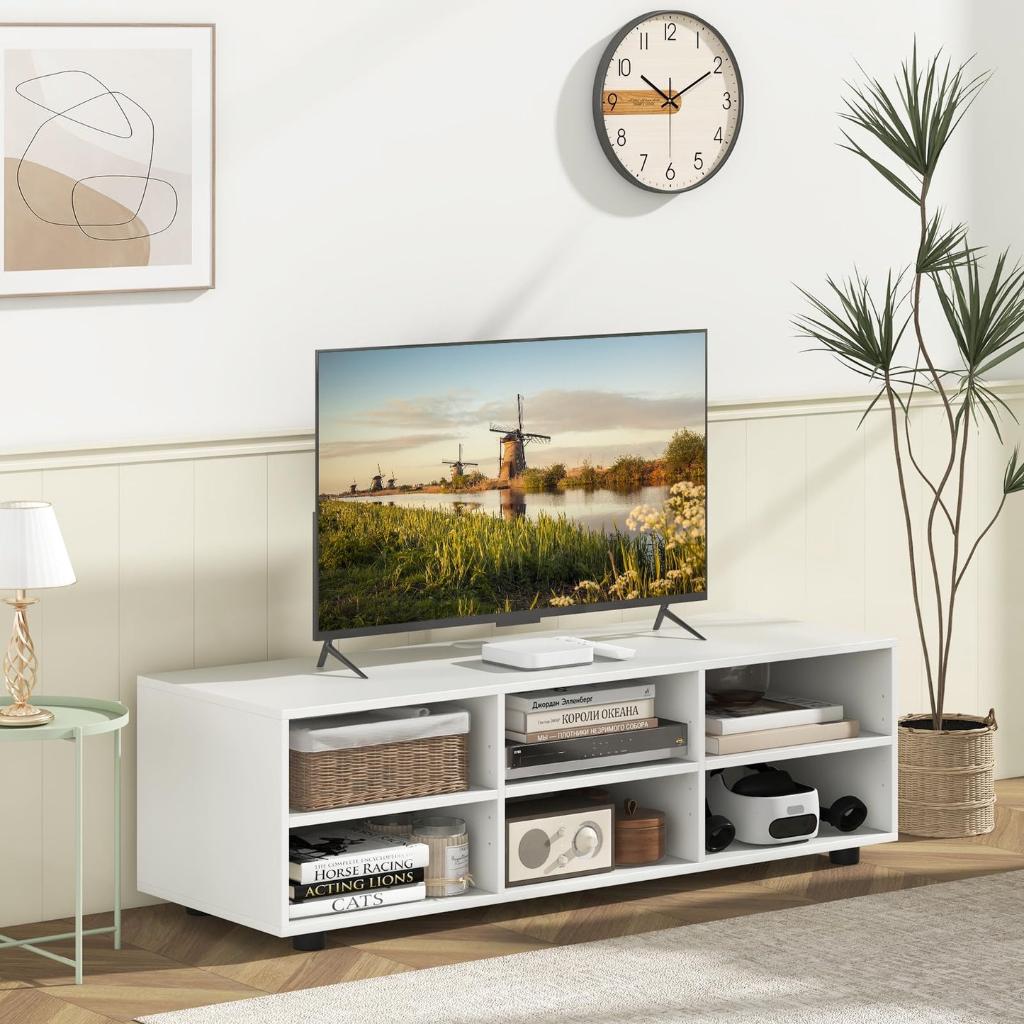 Tangkula White TV Stand for TVs up to 50” for Living Room