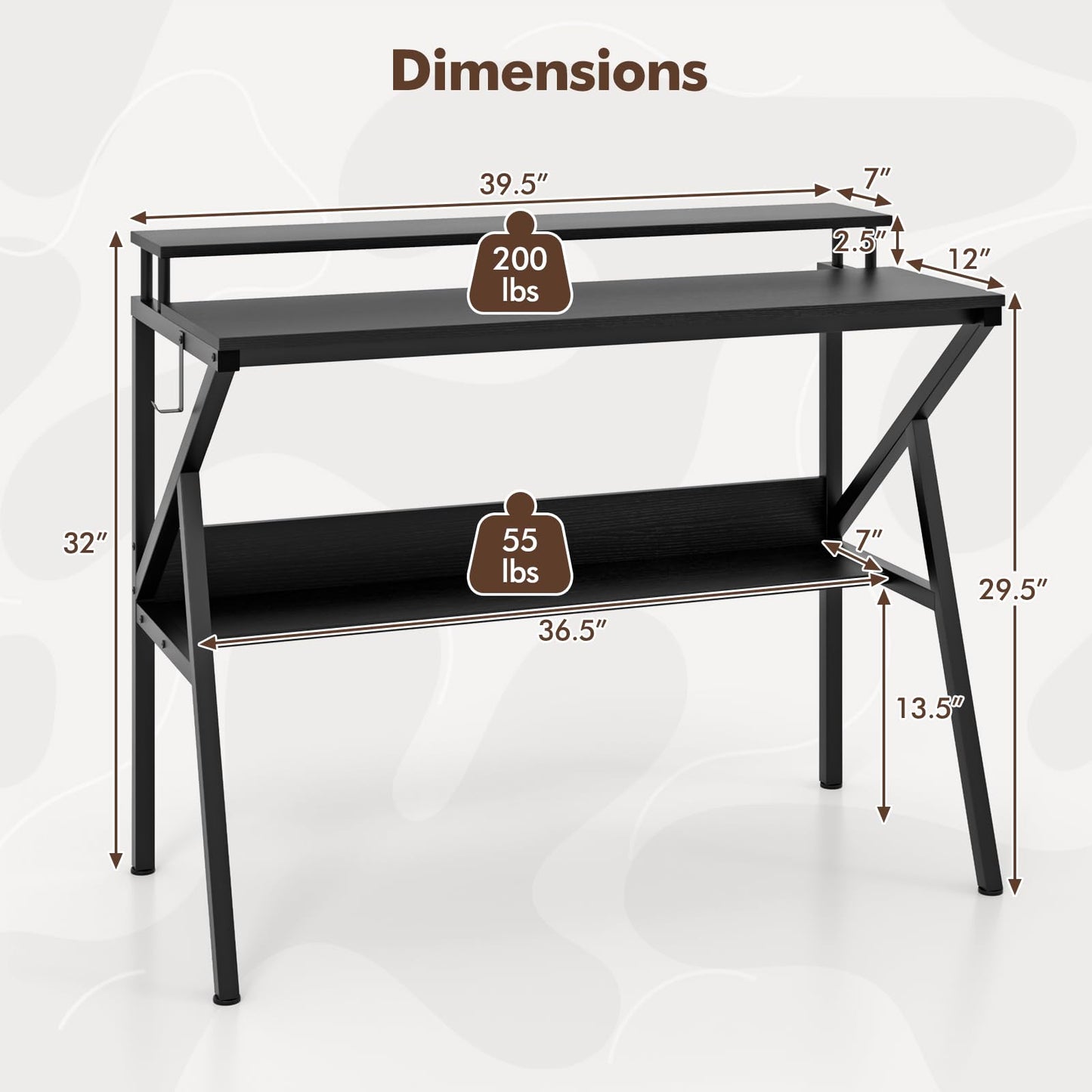 Tangkula 2 Tier Computer Desk w/Monitor Stand