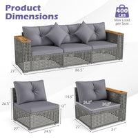 Tangkula 86.5" Large 3-Seat Patio Wicker Sofa for Garden