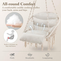 Tangkula Hanging Hammock Chair, Boho Style Macrame Hammock Swing with Soft Cushions, Tassels