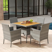 Tangkula 5 Pieces PE Wicker Patio Dining Set