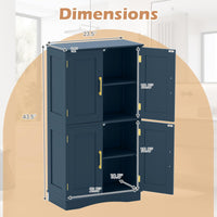 Tangkula 43.5" H Freestanding Pantry Cabinet with 4 Doors and 2 Adjustable Shelves
