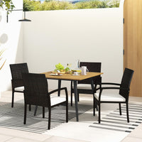 Ensemble de salle à manger Tangkula 5 pièces en rotin PE pour patio, table et chaises de salle à manger d'extérieur avec coussins