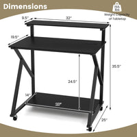 Bureau mobile portable pour ordinateur portable et écran 32" Tangkula