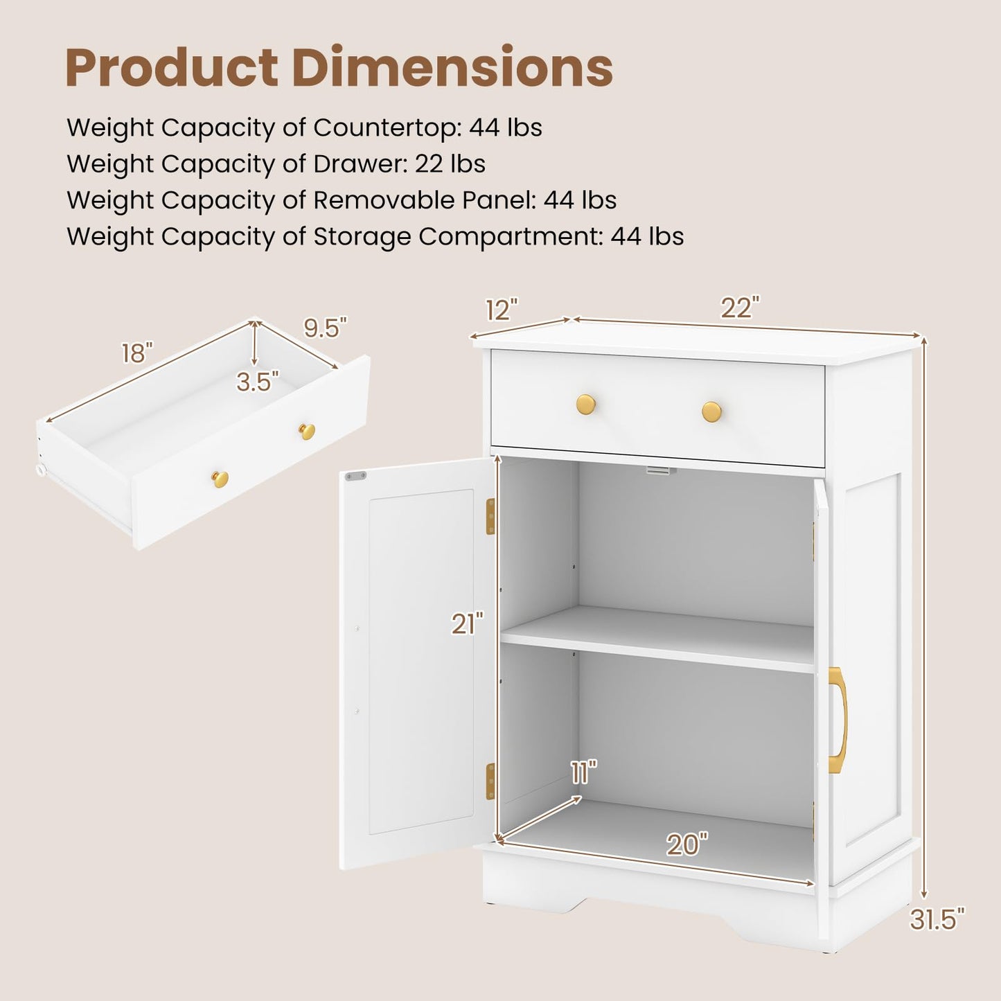 Tangkula Bathroom Floor Cabinet for Living Room