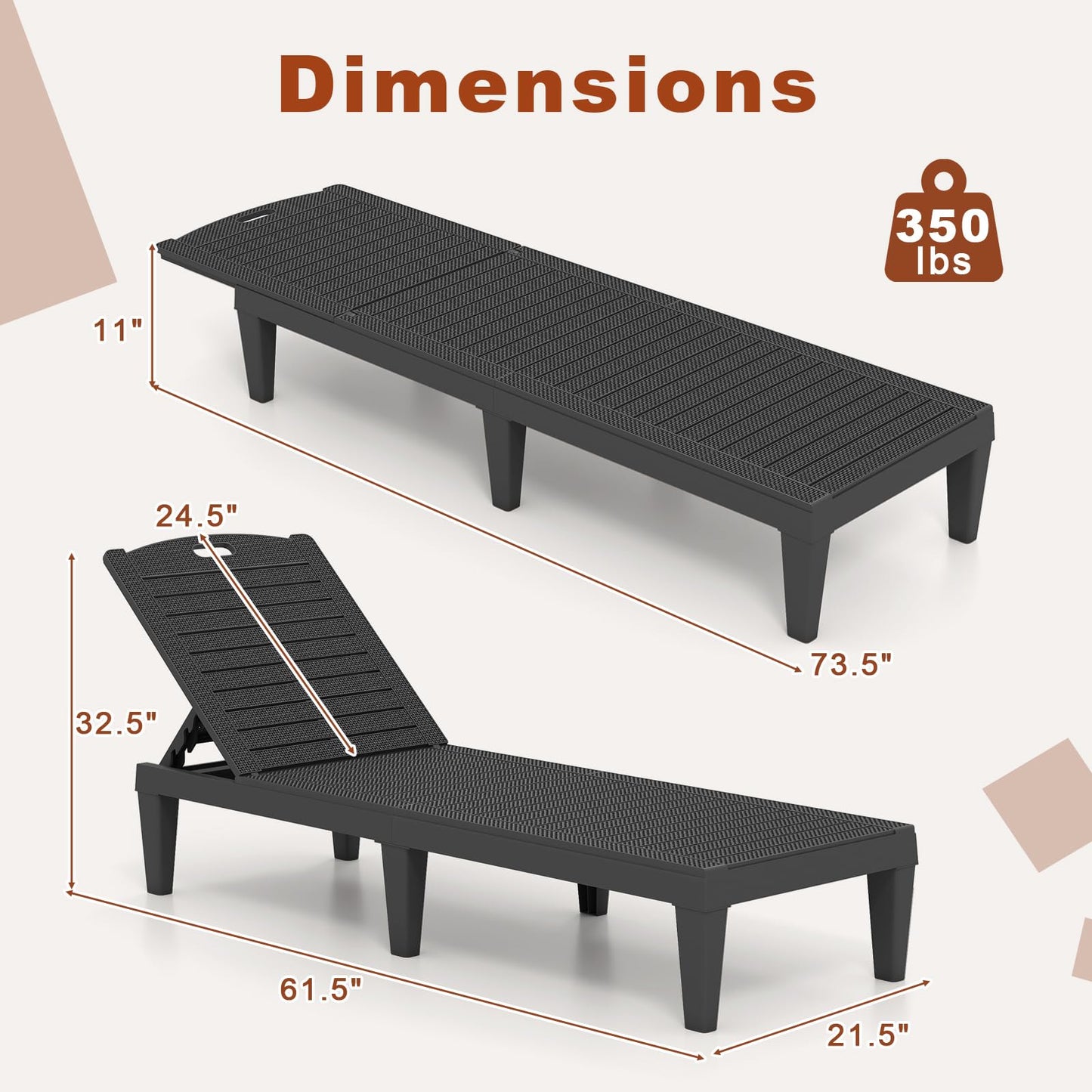 Tangkula Chaise Longue d'extérieur, Lot de 2 pour Piscine