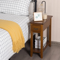 Tangkula Narrow End Table, Slim Side Table with Drawer and Open Shelf