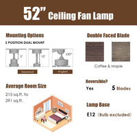 Tangkula 50 Inch Ceiling Fan Light with 5 Explosion proof Glass Lampshades