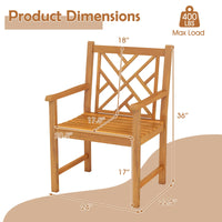 Tangkula Set of 2/4 Outdoor Dining Chairs Acacia Wood with Cross-Pattern Backrest