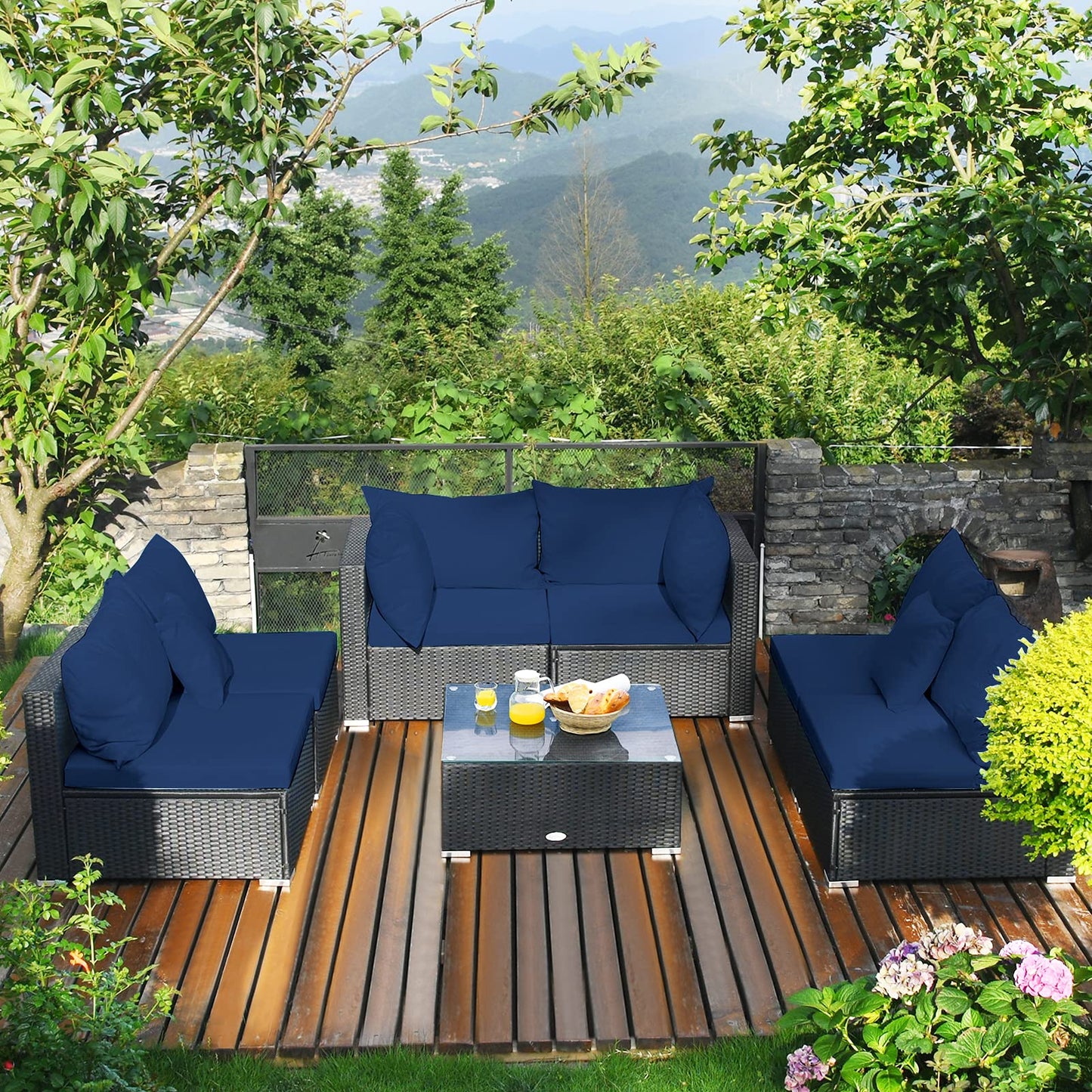 Tangkula 7 Piece Patio Furniture Set with Pillows and Cushions