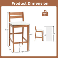 Tangkula Patio Eucalyptus Wood Bar Stools Set of 2/4