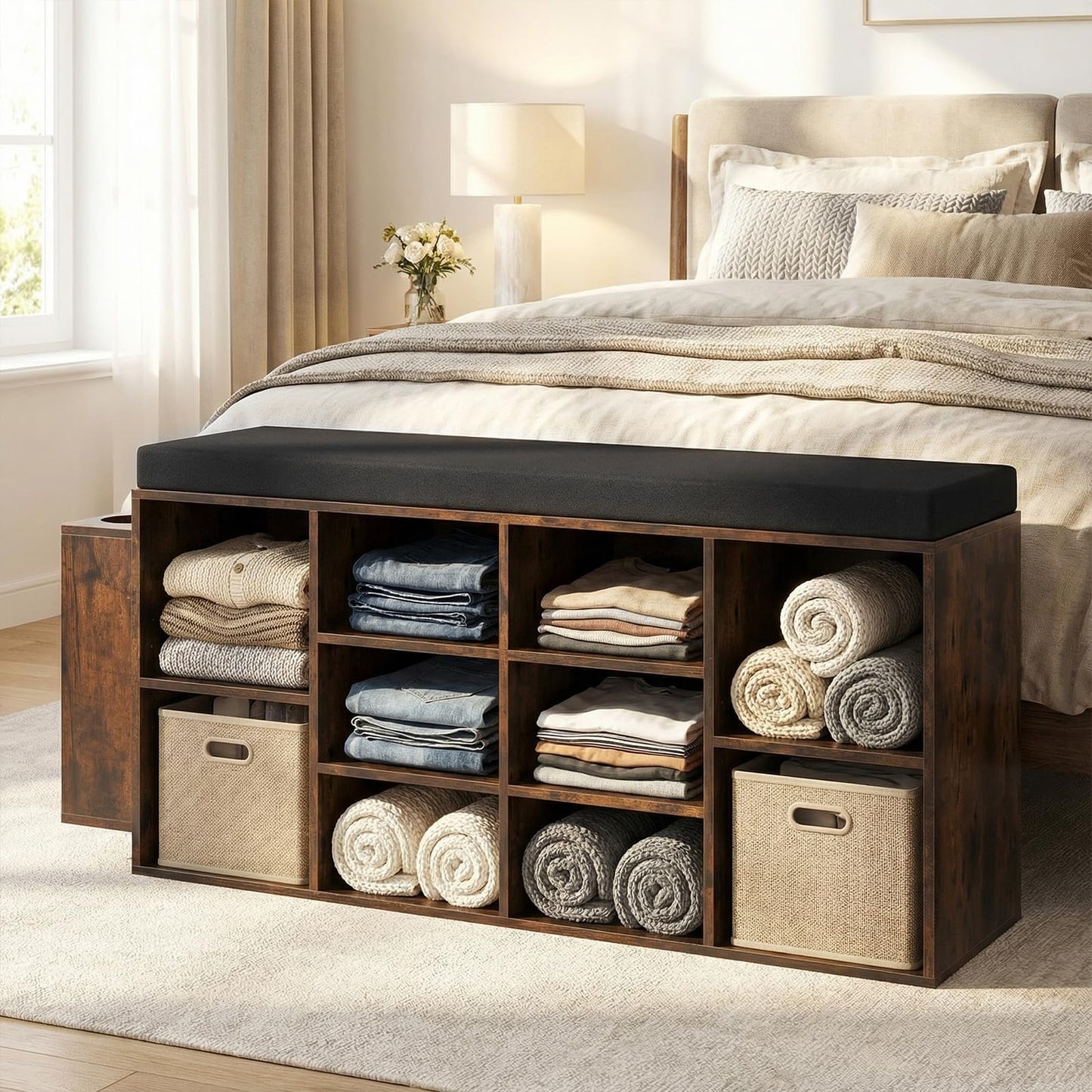 Tangkula 40" Shoe Storage Bench with Umbrella Holder