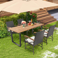 Tangkula Ensemble de salle à manger en rotin pour terrasse, 5/7 pièces, chaises en osier d'extérieur et table à manger