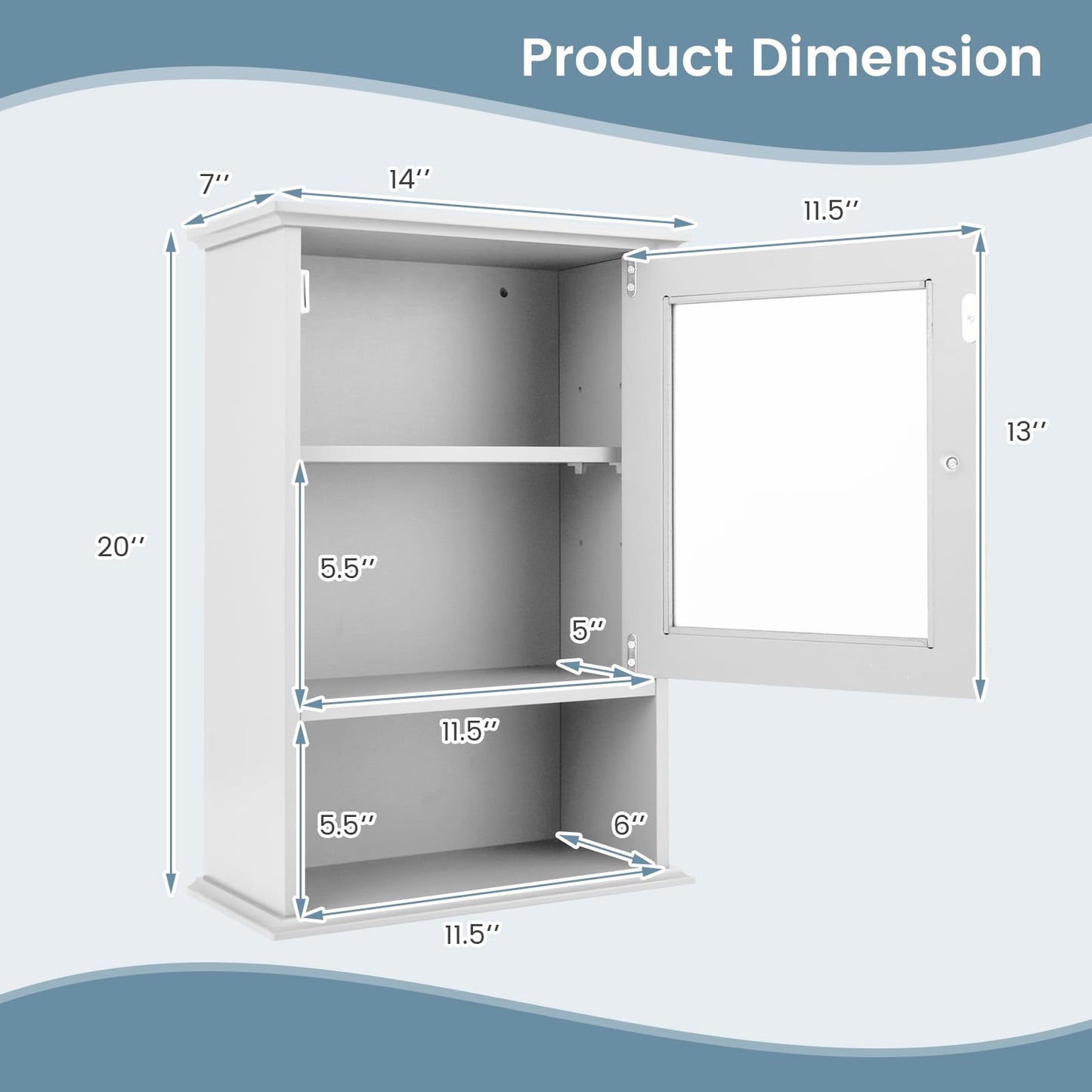 Tangkula Bathroom Cabinet With Door and Open Shelf