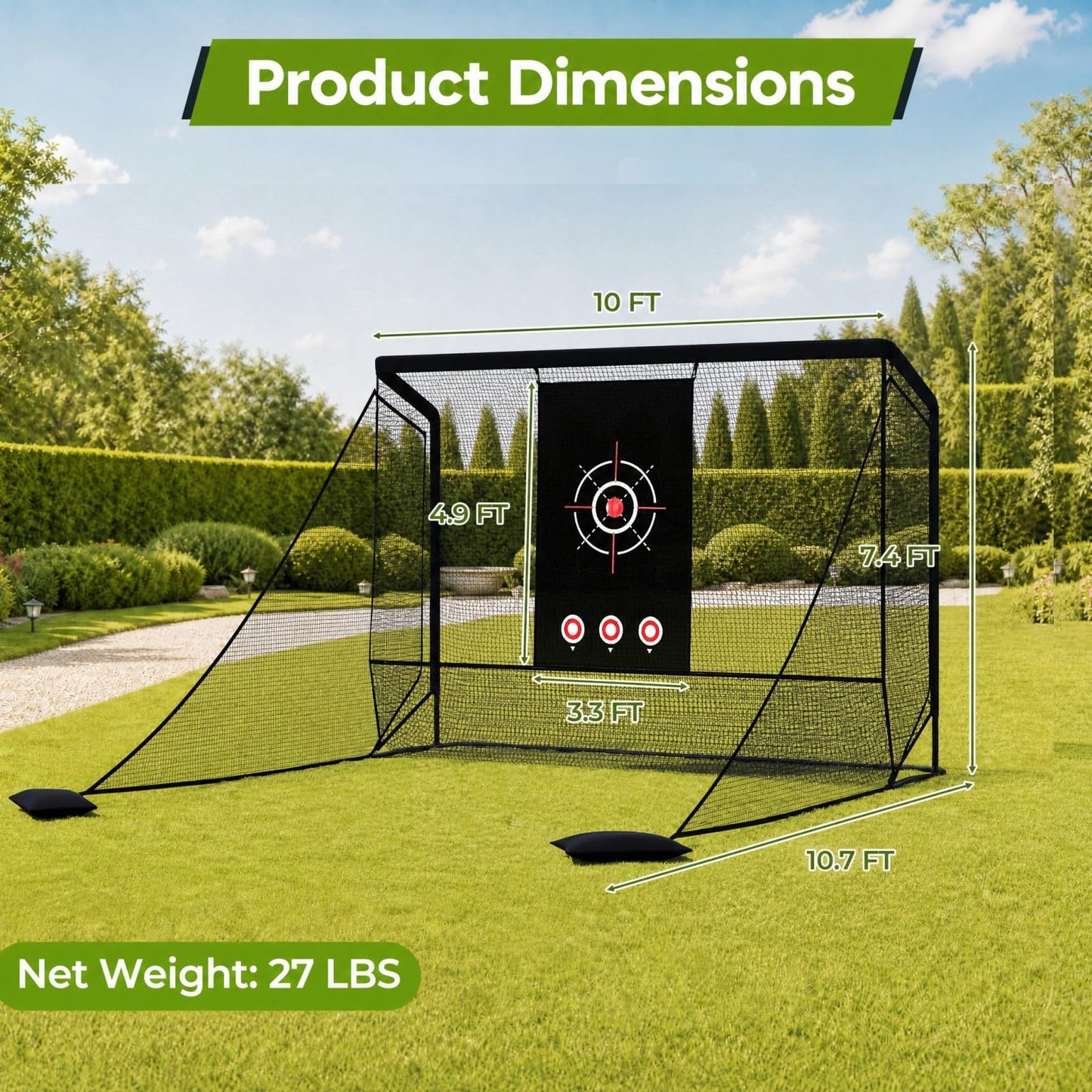 Tangkula 10 FT x 7.4 FT Golf Practice Hitting Net with Carry Bag