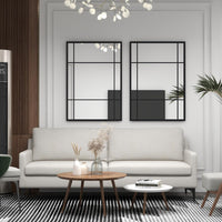 Tangkula Miroir de fenêtre rectangulaire 28" x 40", miroir moderne à 3 couches avec cadre métallique