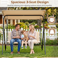 Tangkula 3 Person Porch Swing Outdoor Swing with Removable Cushions