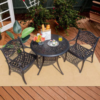 Tangkula Ensemble de bistrot 3 pièces en fonte d'aluminium pour patio, meubles de table et chaises d'extérieur pour porche et balcon