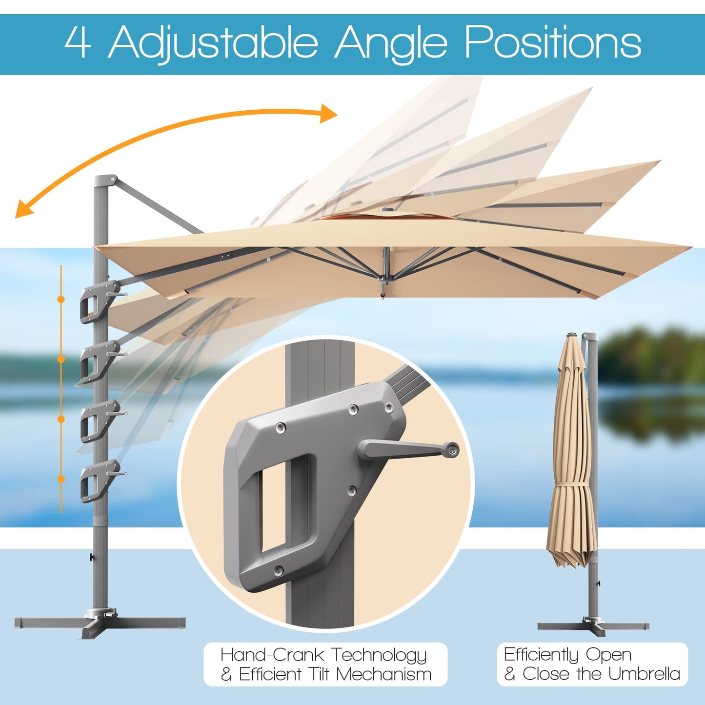 Tangkula 10FT Patio Cantilever Umbrella for Garden