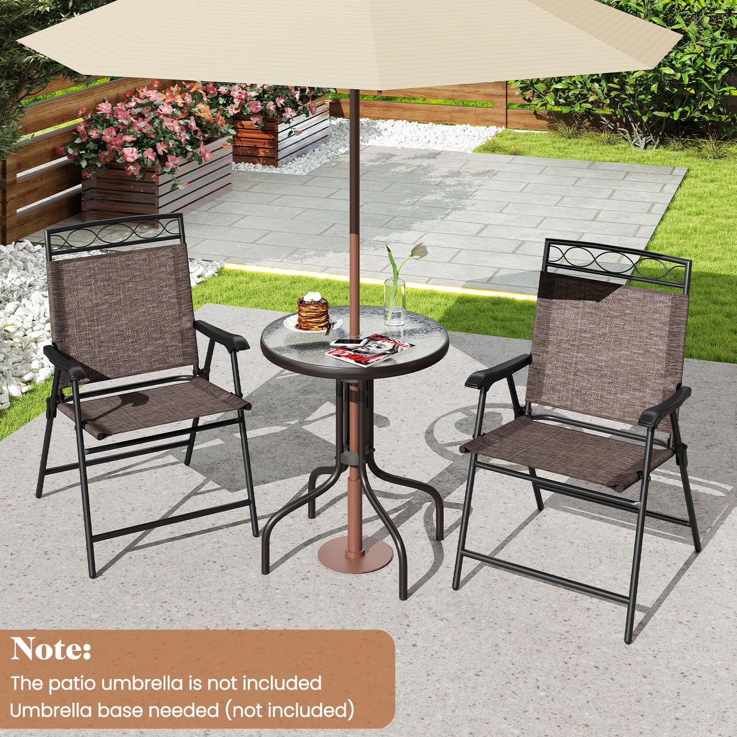 Tangkula 3 Piece Outdoor Bistro Set（Wave Backrest）