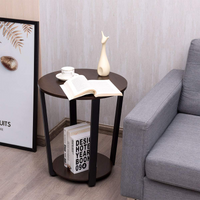 Tangkula Round End Table, 2-Tier Metal Sofa Table with Storage Shelf
