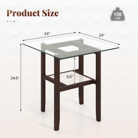 Tangkula Table d'appoint carrée en verre de 61 cm pour salon