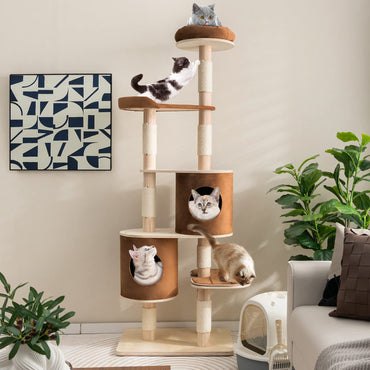 75 Inch Tall Cat Tree for Indoor Cats - Tangkula