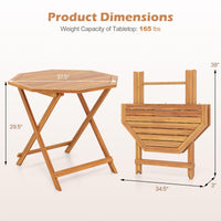 Tangkula 37.5" Acacia Wood Octagonal Folding Patio Table for 4