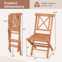 Tangkula Teak Wood Folding Patio Chairs Set of 2/4 (X-Shaped Back）
