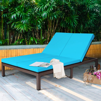 Tangkula 2-Person Patio Lounge Chair, Outdoor Rattan Double Wicker Daybed