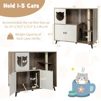 Tangkula Cat Litter Box Enclosure, 5-in-1 Enlarged Hidden Litter Box Furniture with Cat Condo