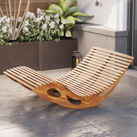Tangkula Outdoor Double Chaise Lounge Chair, Acacia Wood Rocking Sunbed with Slatted Backrest and Seat