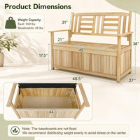 Tangkula Outdoor Wood Storage Bench for Garden