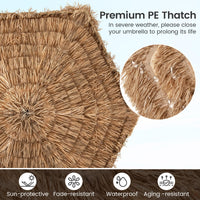 Tangkula 9.5ft Tiki Patio Umbrella with Base Included Offset Cantilever Thatched Outdoor