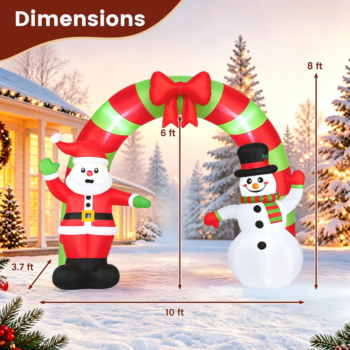 Tangkula 10 FT Christmas Inflatable Archway with Santa Claus & Snowman