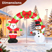 Tangkula 10 FT Christmas Inflatable Archway with Santa Claus & Snowman