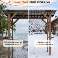 Tangkula Cedar Wood 8.6 FT x 5 FT Grill Gazebo | Barbecue Gazebo