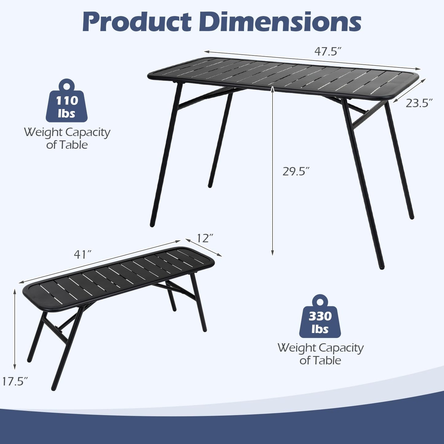 Tangkula 3 Pieces Patio Furniture Set with 2 Benches
